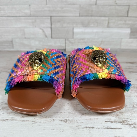 Kurt Geiger Kensington Eagle Casual Flat Raffia Slide Sandals EU 39 Rainbow New - Picture 3 of 14